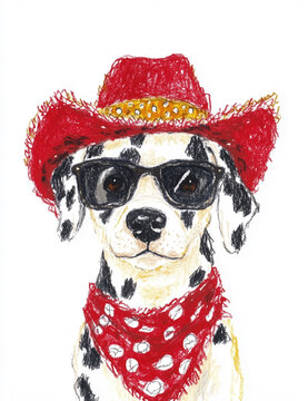 Dalmatin with red cow hat