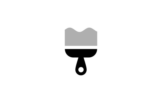 A white panel displaying a paint brush icon pointing downward suggesting tools for painting drawing or creative digital design