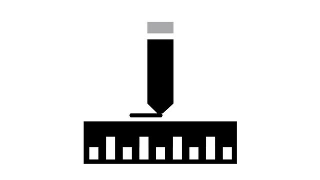 A white panel showing a pencil positioned above a ruler on a surface representing precision writing measurement or document scoring tools