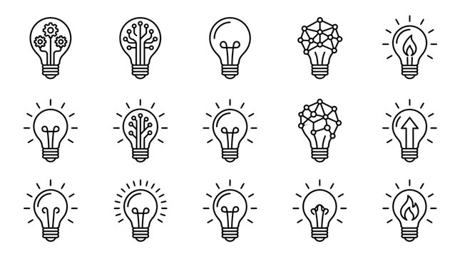 Creative idea and innovation light bulb icons.