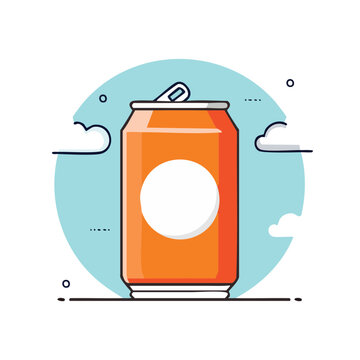 Orange Soda Can Flat Vector Illustration