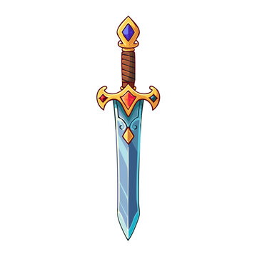 Medieval fantasy sword with gemstones vector illustration