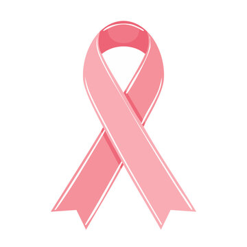 Pink awareness ribbon icon on transparent background