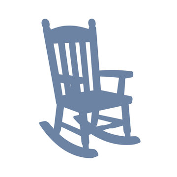 Blue Rocking Chair Flat Vector Illustration