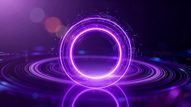 Purple neon circle with glowing rings