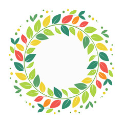 Fototapeta premium Colorful Leaf Wreath Circular Frame Illustration