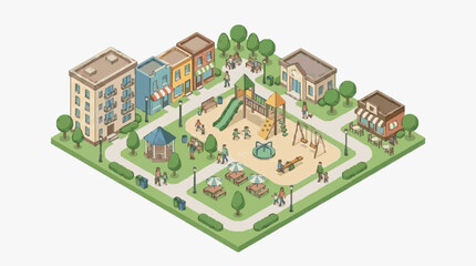 Fototapeta premium Childrens Playground in Urban Neighborhood.