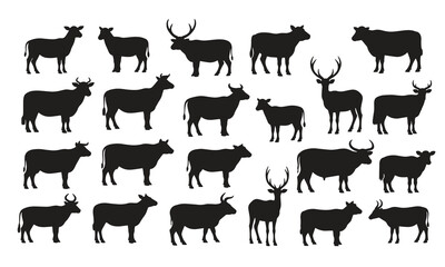 Fototapeta premium Set of farm animals silhouettes