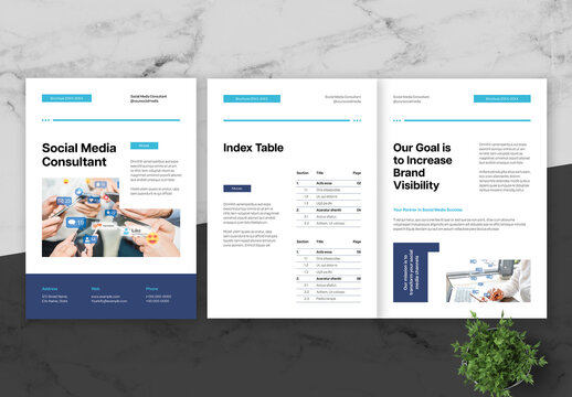 Blue And Black Social Media Consultant Brochure