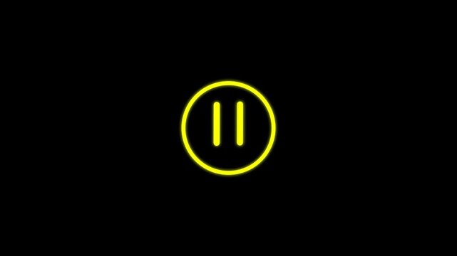glow pause icon animation glowing media player control pause button neon circle animation glowing pause symbol motion graphic audio video control icon