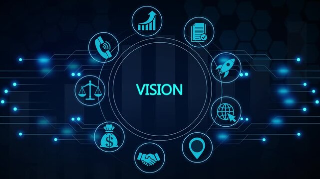Business, Technology, Internet and network concept. working on a virtual screen of the future and sees the inscription: Our vision

