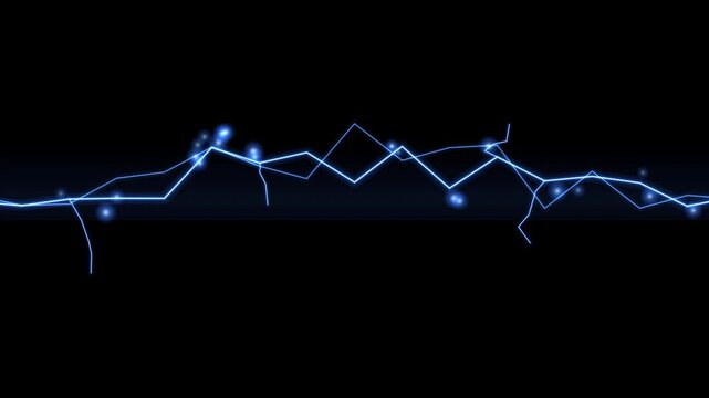 Powerful Blue Electric Lightning Bolt Arcing Horizontally