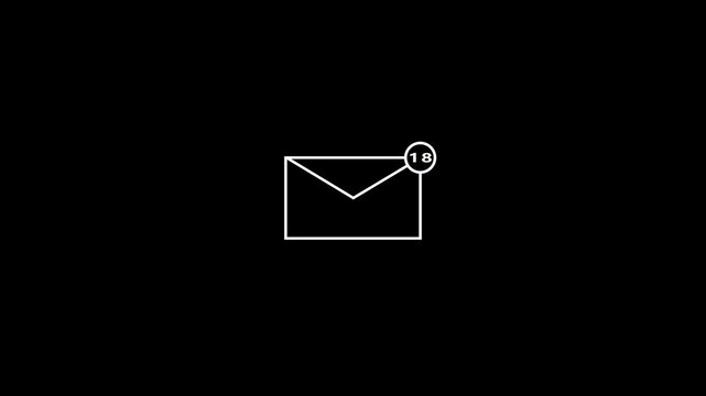 Modern messaging icon animation with smooth notification in black background