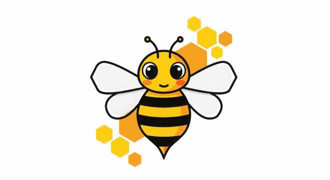 Cartoon Bee Flying with Honey Illustration.