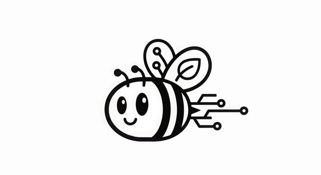 Cartoon Bee Illustration with Smiling Face.