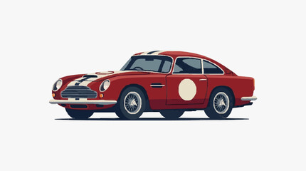 Fototapeta premium Classic Red Sports Car with Racing Stripes.