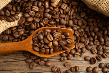 Fototapeta premium Coffee bean for drink in morning, nature food.