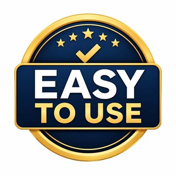 An elegant golden and blue badge design with stars and a checkmark, vividly symbolizing the core concept of an intuitive and effortlessly user-friendly experience