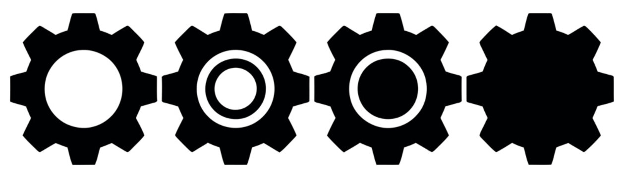 Gear Cog Icon Collection with Mechanical Settings and Engineering Cogwheel Symbols Vector Set