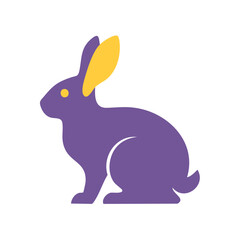 Fototapeta premium Purple Rabbit Flat Vector Illustration