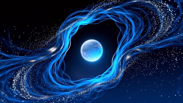 Blue glowing orb with swirling energy