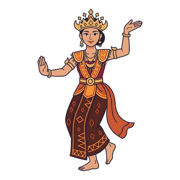 Indonesian Lampung Cultural Dancer Flat Design