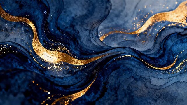 Abstract blue and gold swirling pattern