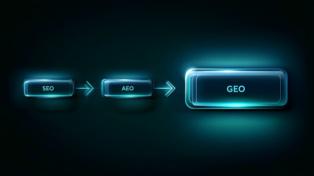 SEO to AEO to GEO Technology Concept