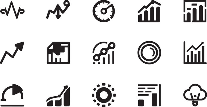Digital payment processing and secure global fintech mobile transaction solid icon set