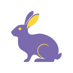 Fototapeta premium Purple Rabbit Flat Vector Illustration