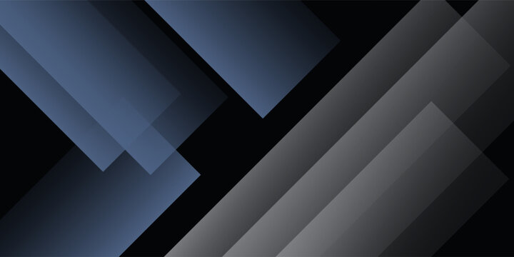 Modern black dark blue white abstract background. Minimal. Color gradient. Web banner. Geometric shape. 3d effect. Lines stripes triangles. Design. Futuristic. Metal metallic effect. Good. Simple