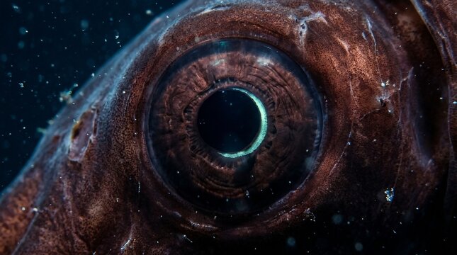Extreme close up of a deep sea fish eye.