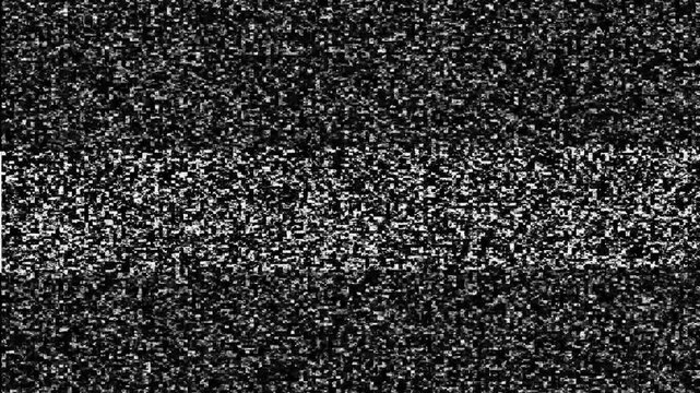Black and white television static noise pattern grain. Analog signal noise texture for retro video glitch overlay. Animated television static loop.
