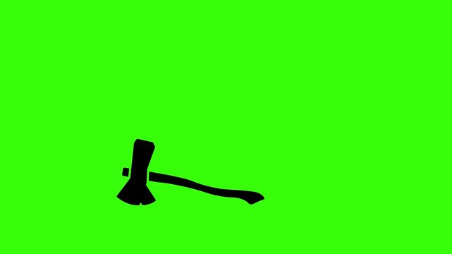4K Animated Axe Chop Impact Loop on Green Screen
