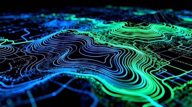 Abstract digital topographic map