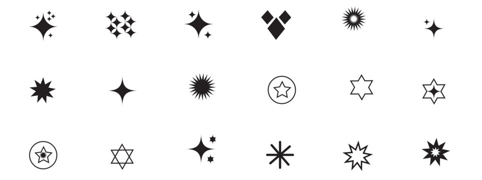 Star vector icons. Set of star symbols isolated.