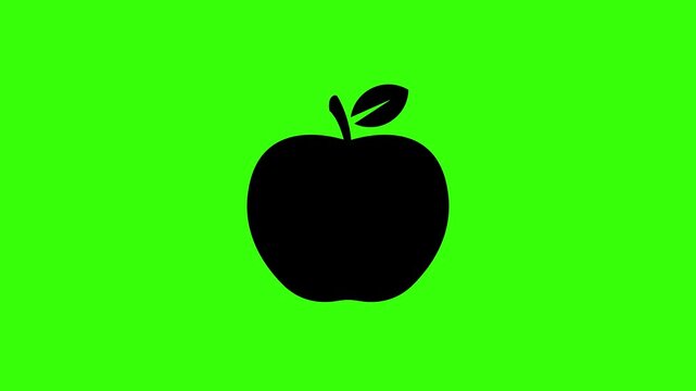 Apple Flat Icon Animation Loop On Green Screen Background