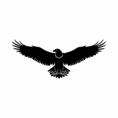 Fototapeta premium Eagle standing on branch with wings spread wide