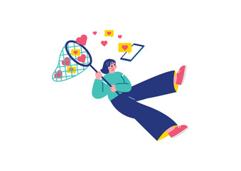 SNSでいいねを集める女性のイラスト © Sami
