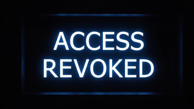 Digital Cyber Security Warning Sign Displaying Access Revoked Text as a System Failure Hacked Video Overlay Graphic