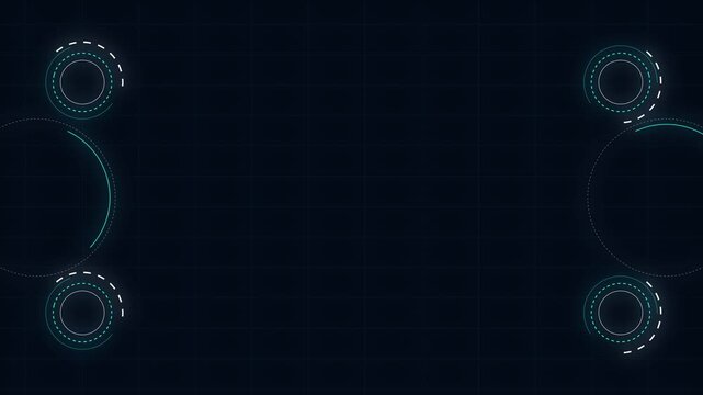 Dark futuristic technology interface background with glowing circular HUD elements digital dashboard cyber display virtual user interface and copy space
