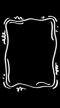 Doodle frame border hand drawn animation, wavy rectangle, sketch margin, animated motion graphic, quirky blank space overlay, white chalk line art element