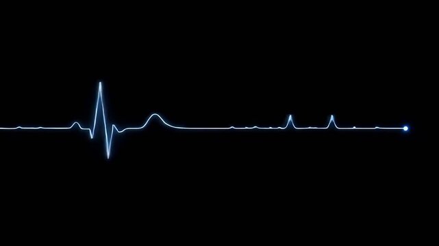 ECG Graph Line with Heartbeat on Black Background for Medical and Healthcare