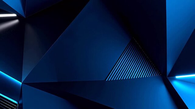 Abstract blue geometric pattern with neon lines