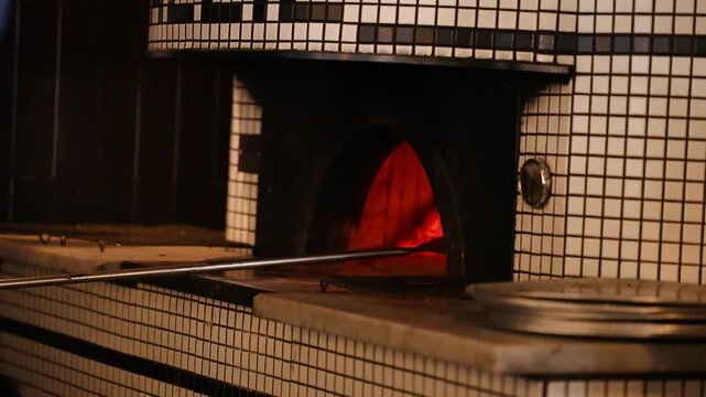 Traditional Wood Fired Pizza Oven with Glowing Hot Coals