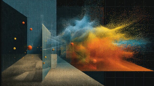 An abstract illustration of supercomputing capabilities, showcasing complex simulations and massive data processing.