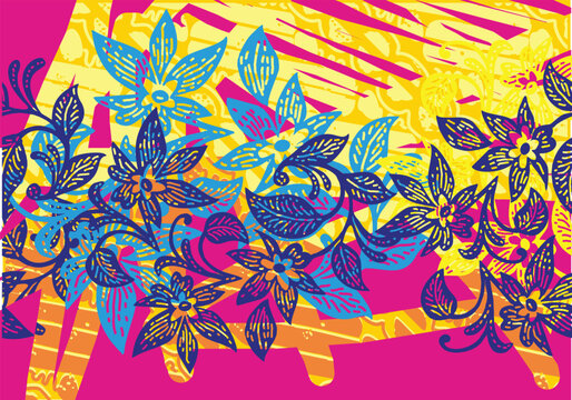 Very beautiful floral motifs are suitable for background textile printing and other purposes.