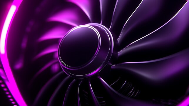 Close Up of a Futuristic Purple Fan with Neon Lighting Abstract Background