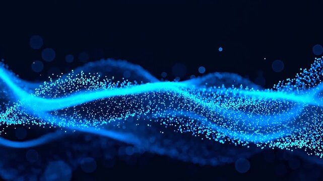 Blue particle wave on dark background