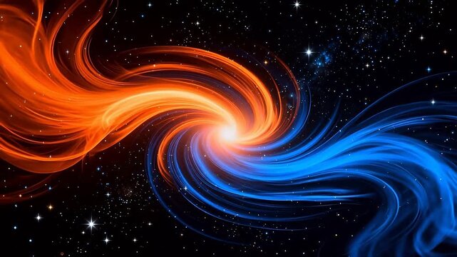 Cosmic swirl of orange and blue nebula
